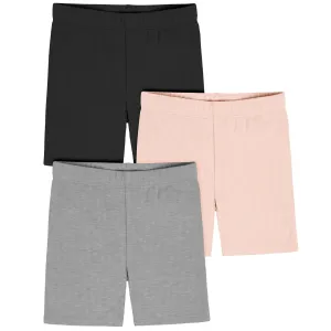 3-Pack Toddler Girls Black, Pink, & Grey Bike Shorts