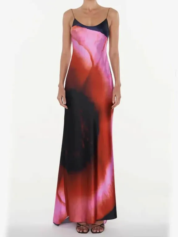 Abstract Floral Stylish Halter Maxi Dress