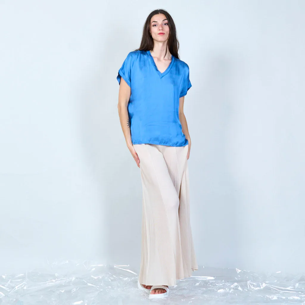 Airy layered v-neck blouse wholesale