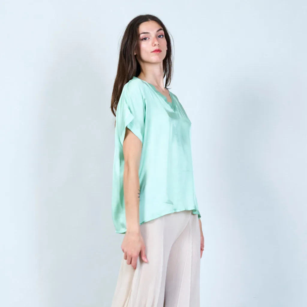 Airy layered v-neck blouse wholesale