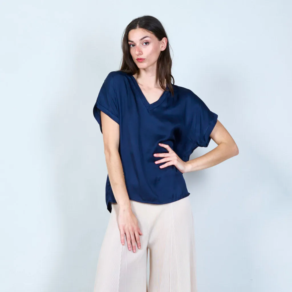 Airy layered v-neck blouse wholesale