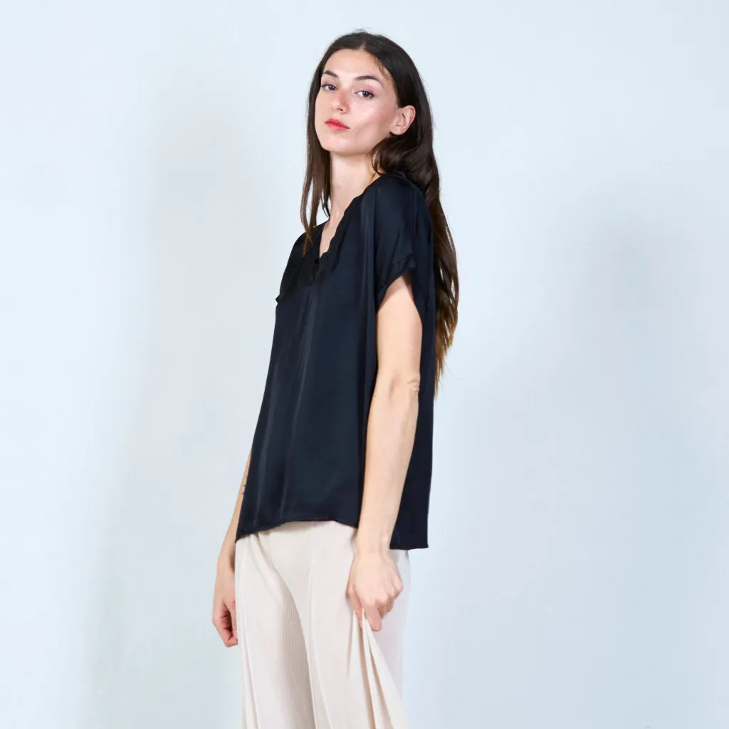 Airy layered v-neck blouse wholesale