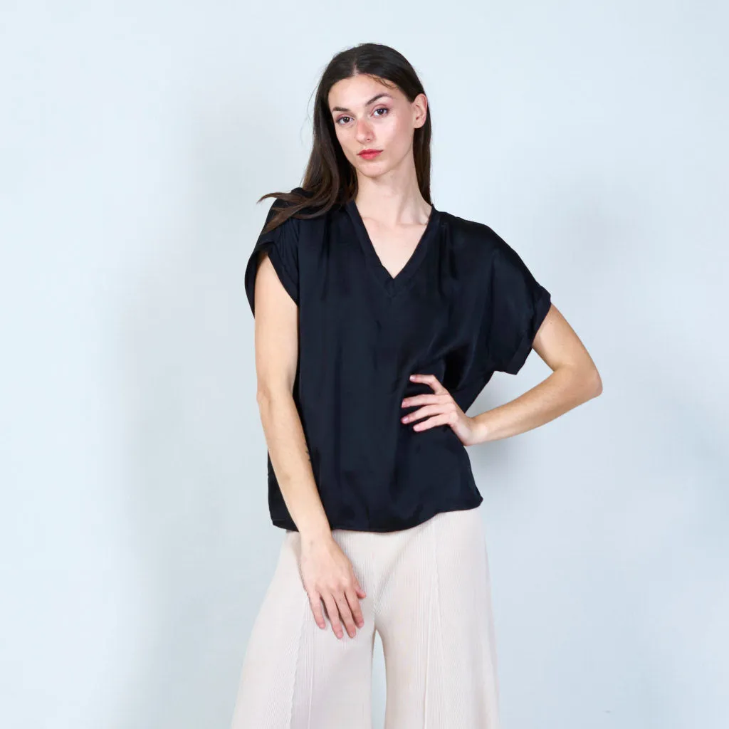 Airy layered v-neck blouse wholesale