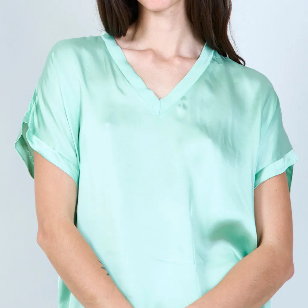 Airy layered v-neck blouse wholesale