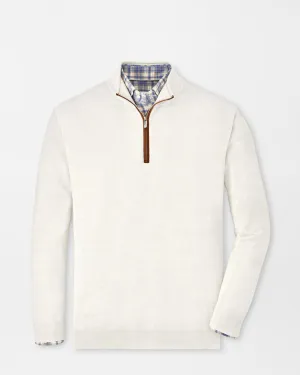 AUTUMN CREST SUEDE TRIM 1/4 ZIP SWEATER - IVORY