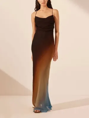 Backless Twill Stylish Maxi Dress