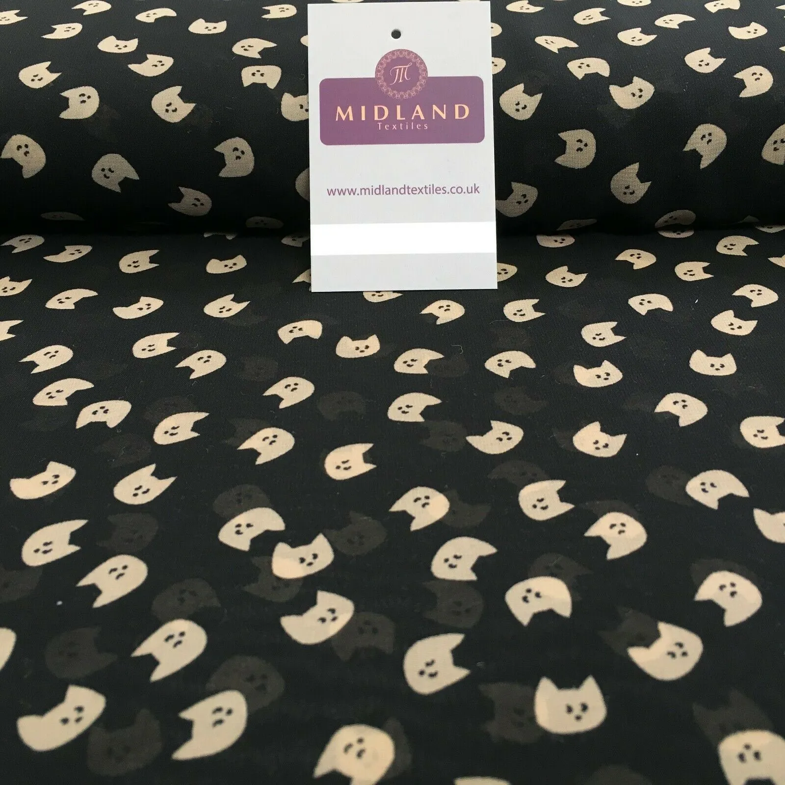 Black Kitten Printed Light High Street Chiffon Fabric 150 cm MK1084-19