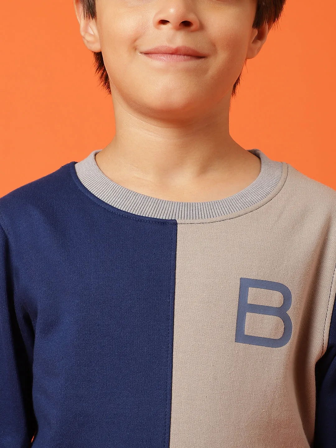 Boys Navy Blue Cotton Sweatshirt