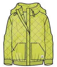 Clementine Recycled Quilted Popper Up Hoodie - Lime Juice