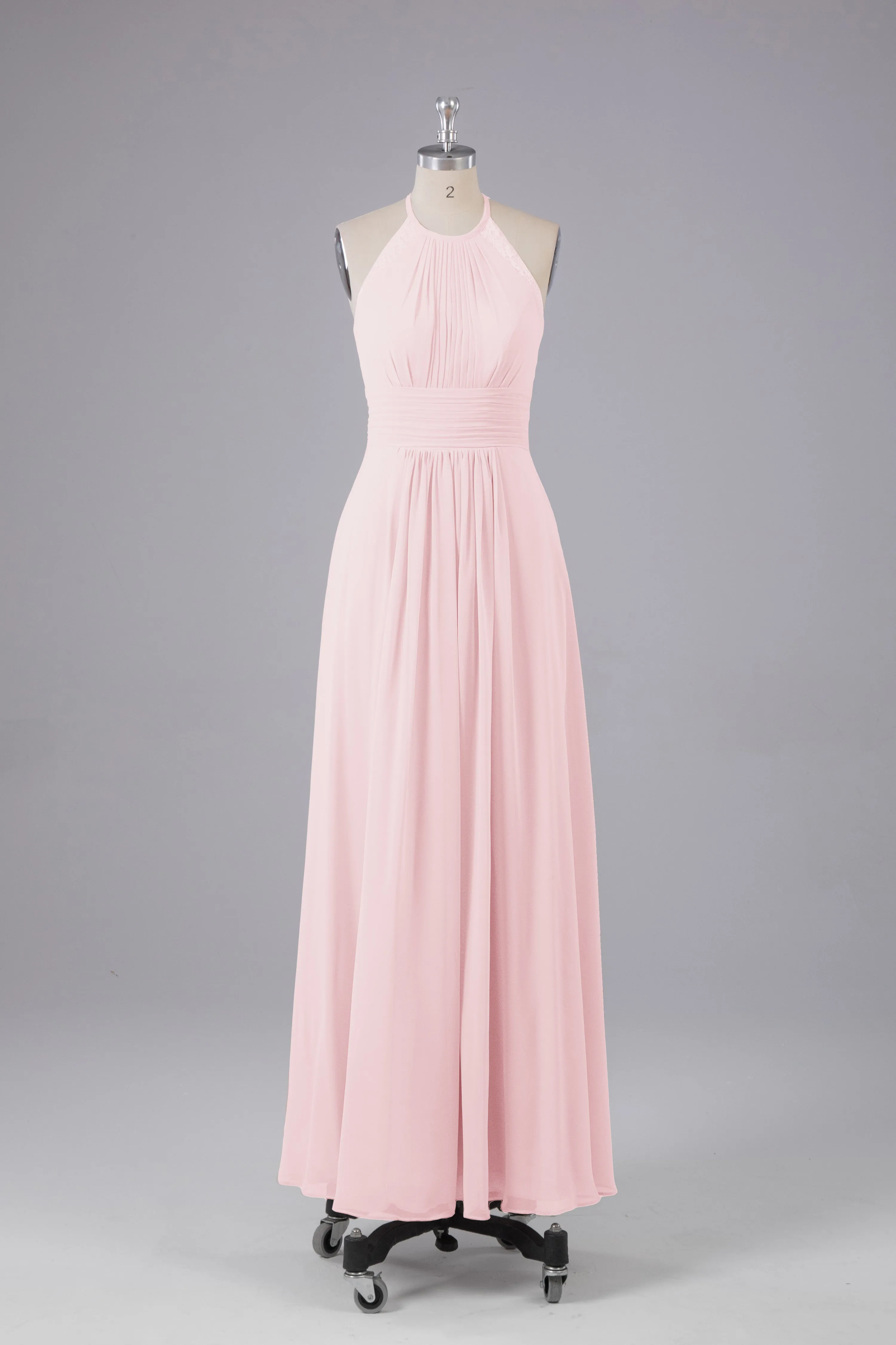 Elegant Chiffon Halter Floor Length Bridesmaid Dresses