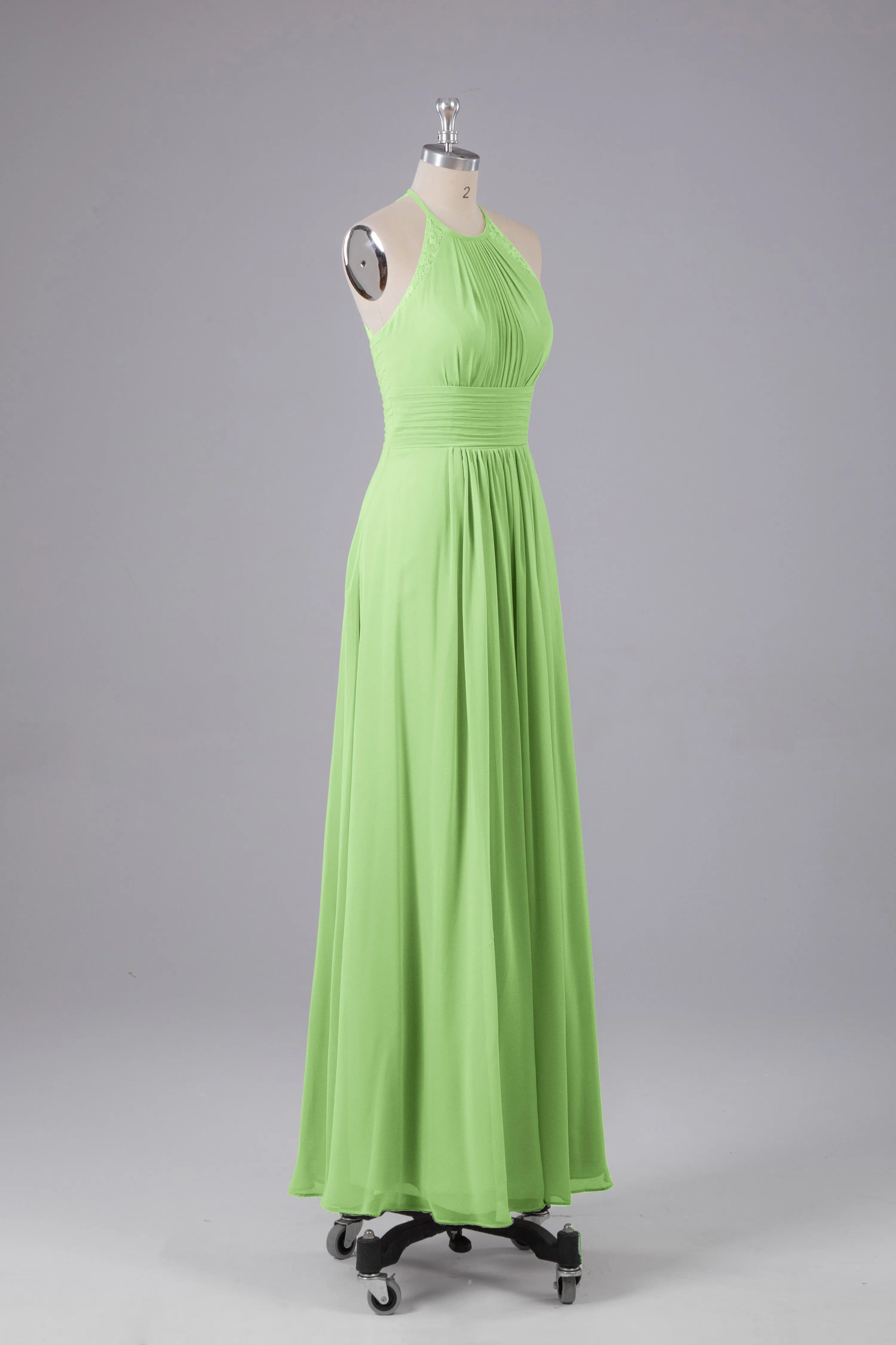 Elegant Chiffon Halter Floor Length Bridesmaid Dresses