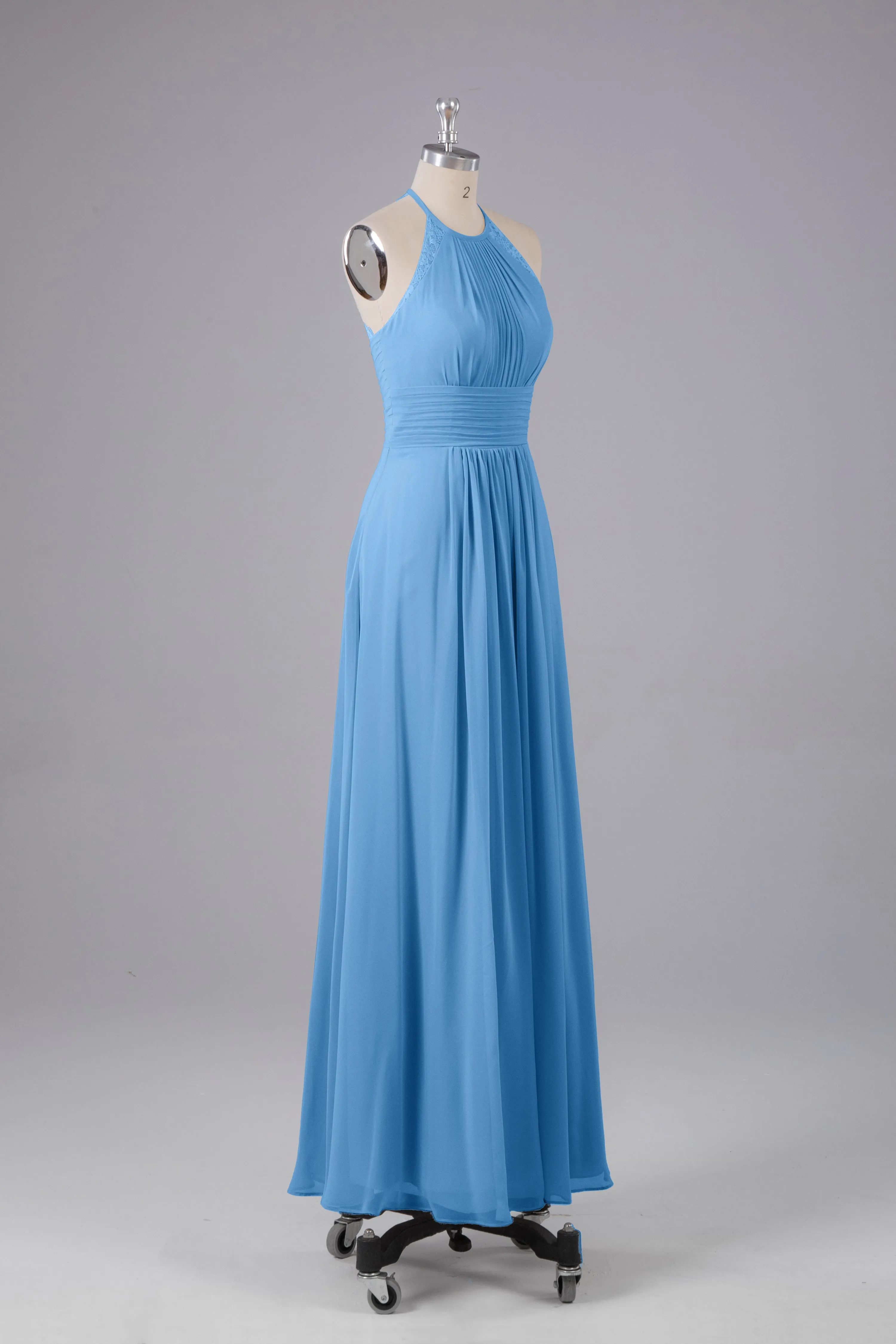 Elegant Chiffon Halter Floor Length Bridesmaid Dresses