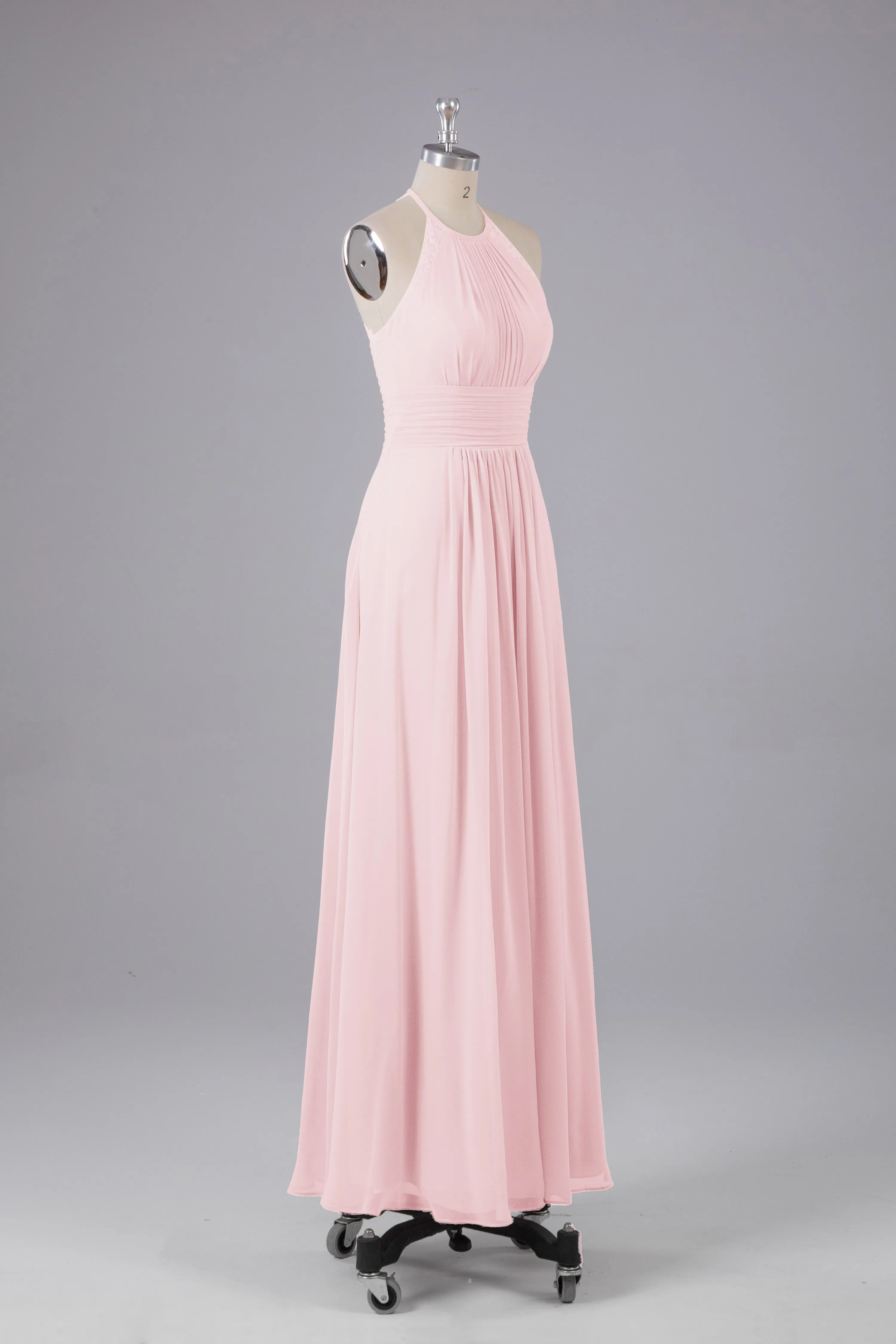 Elegant Chiffon Halter Floor Length Bridesmaid Dresses