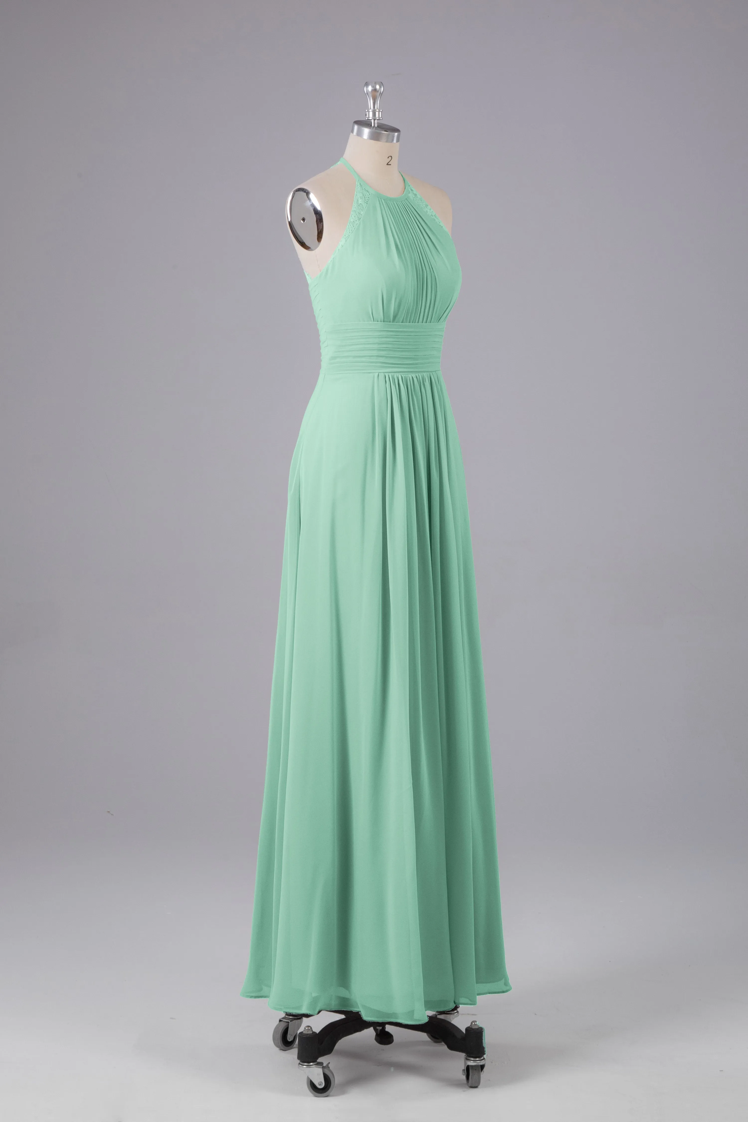 Elegant Chiffon Halter Floor Length Bridesmaid Dresses