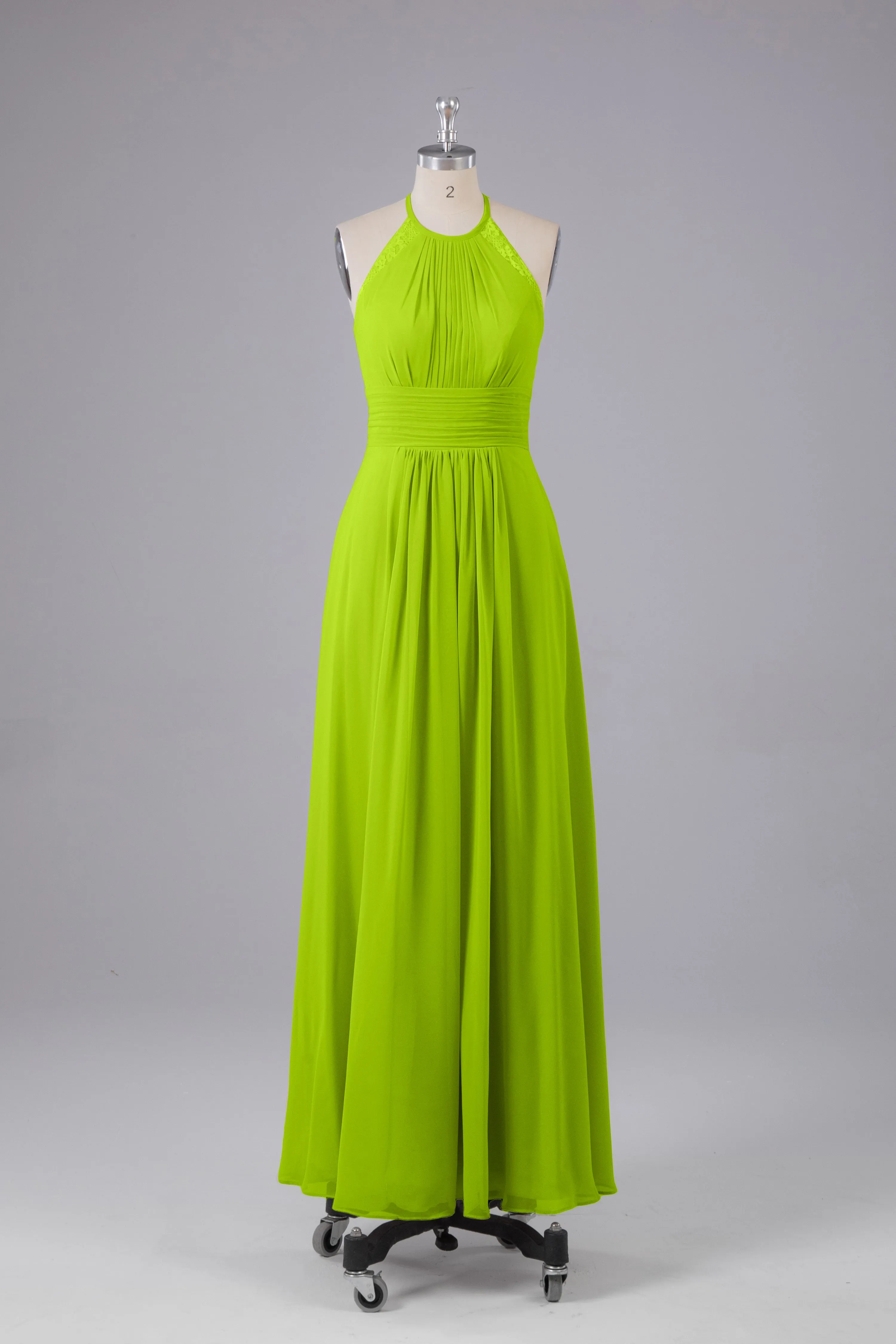 Elegant Chiffon Halter Floor Length Bridesmaid Dresses