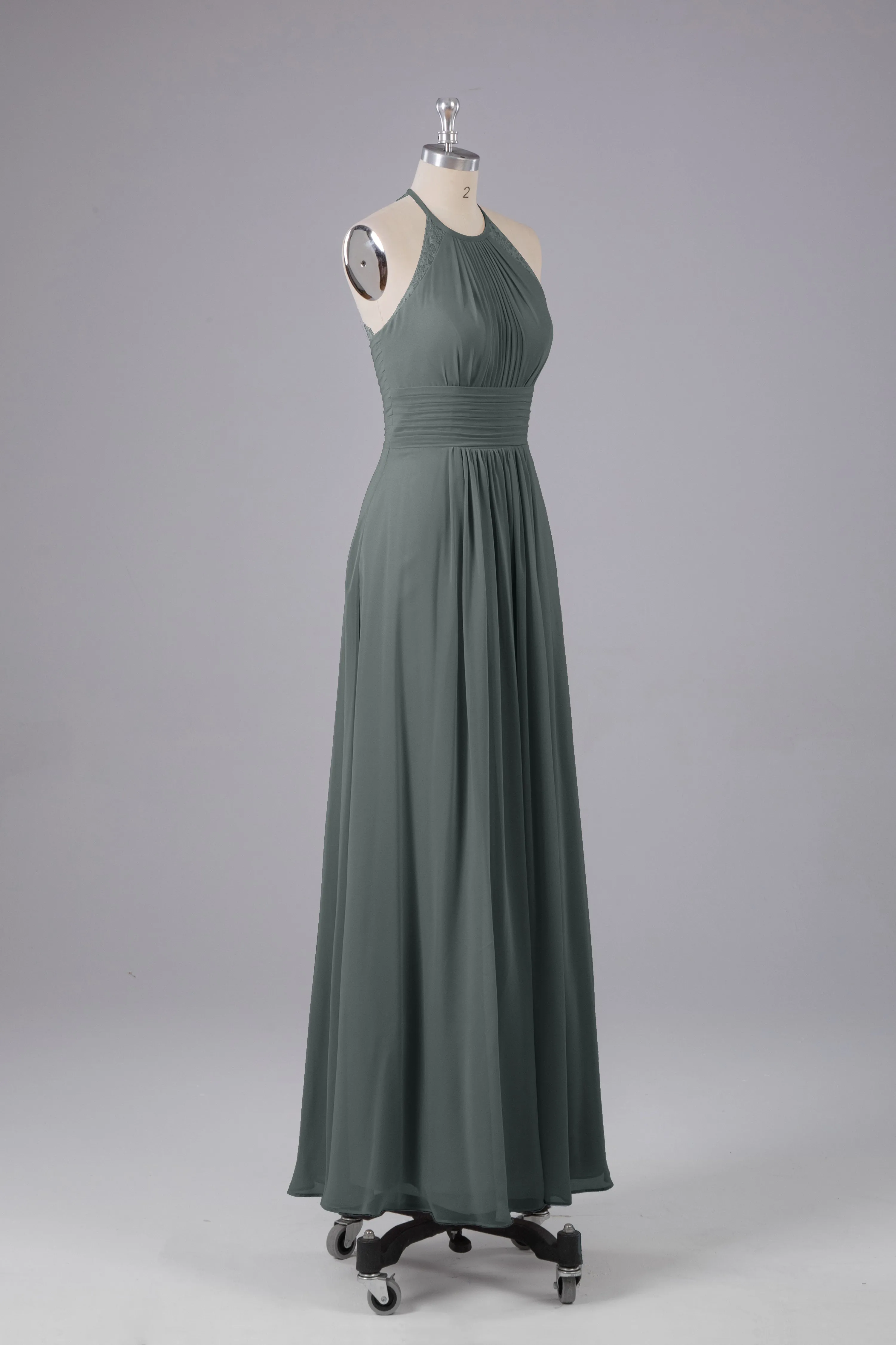 Elegant Chiffon Halter Floor Length Bridesmaid Dresses