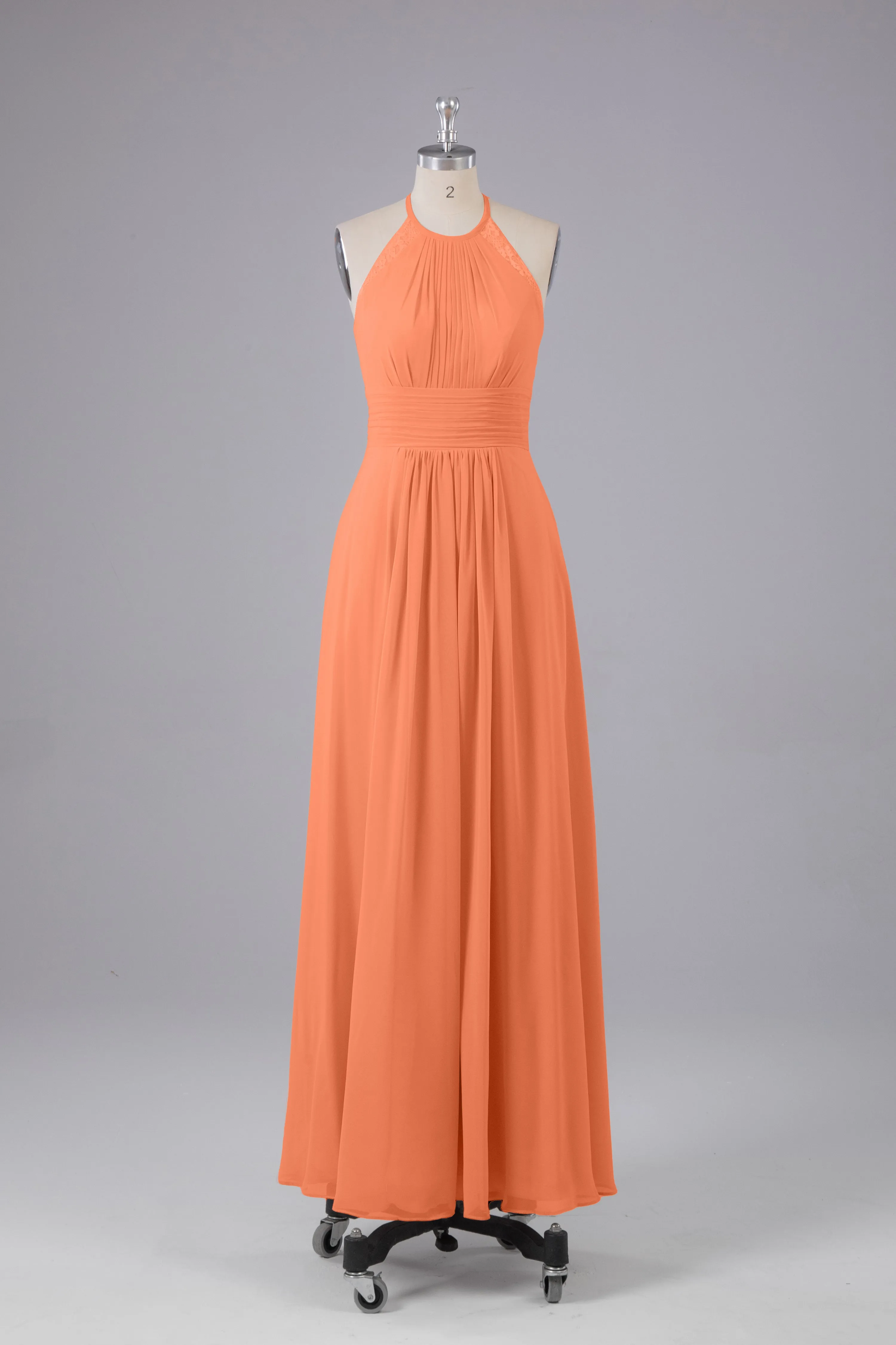 Elegant Chiffon Halter Floor Length Bridesmaid Dresses