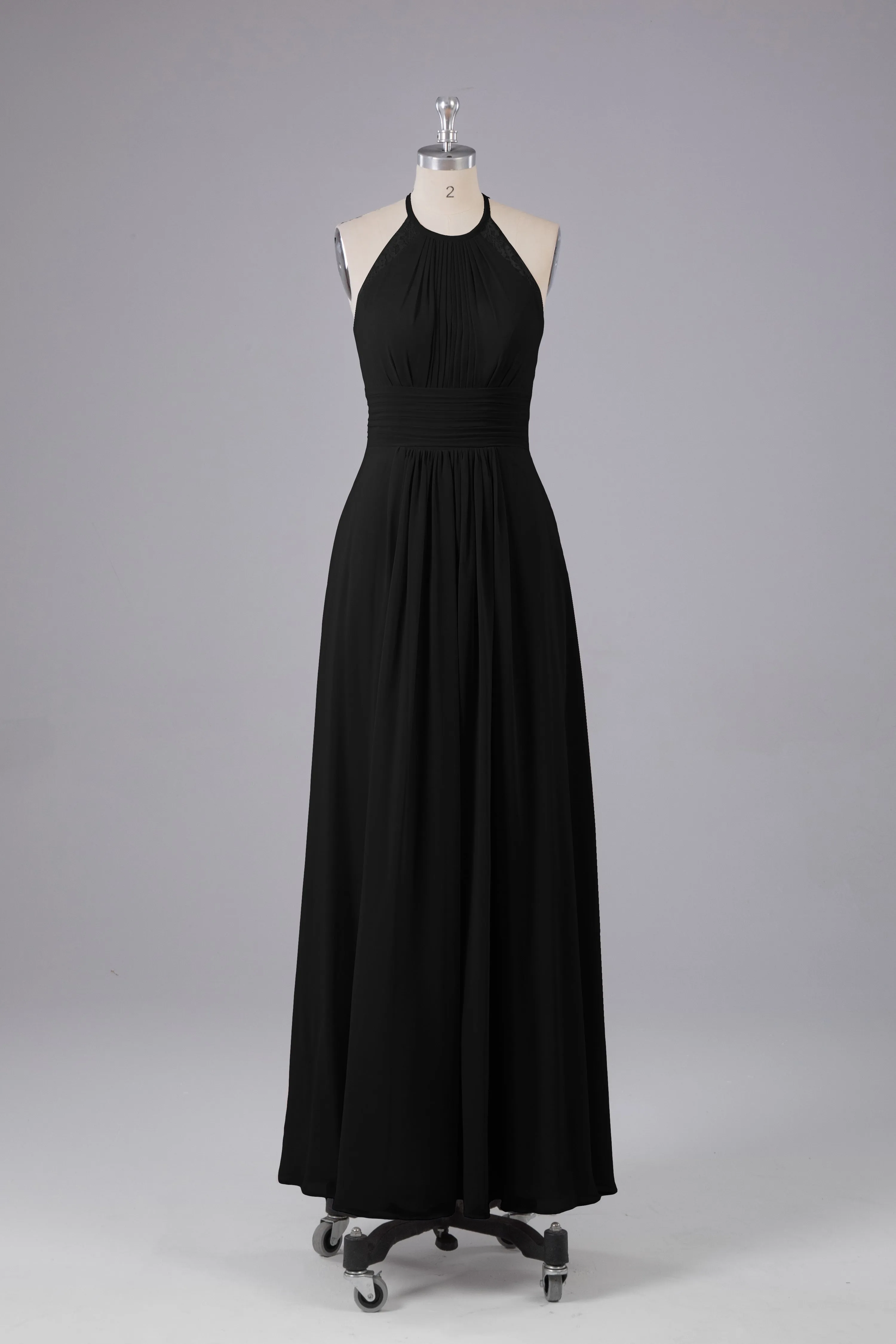 Elegant Chiffon Halter Floor Length Bridesmaid Dresses