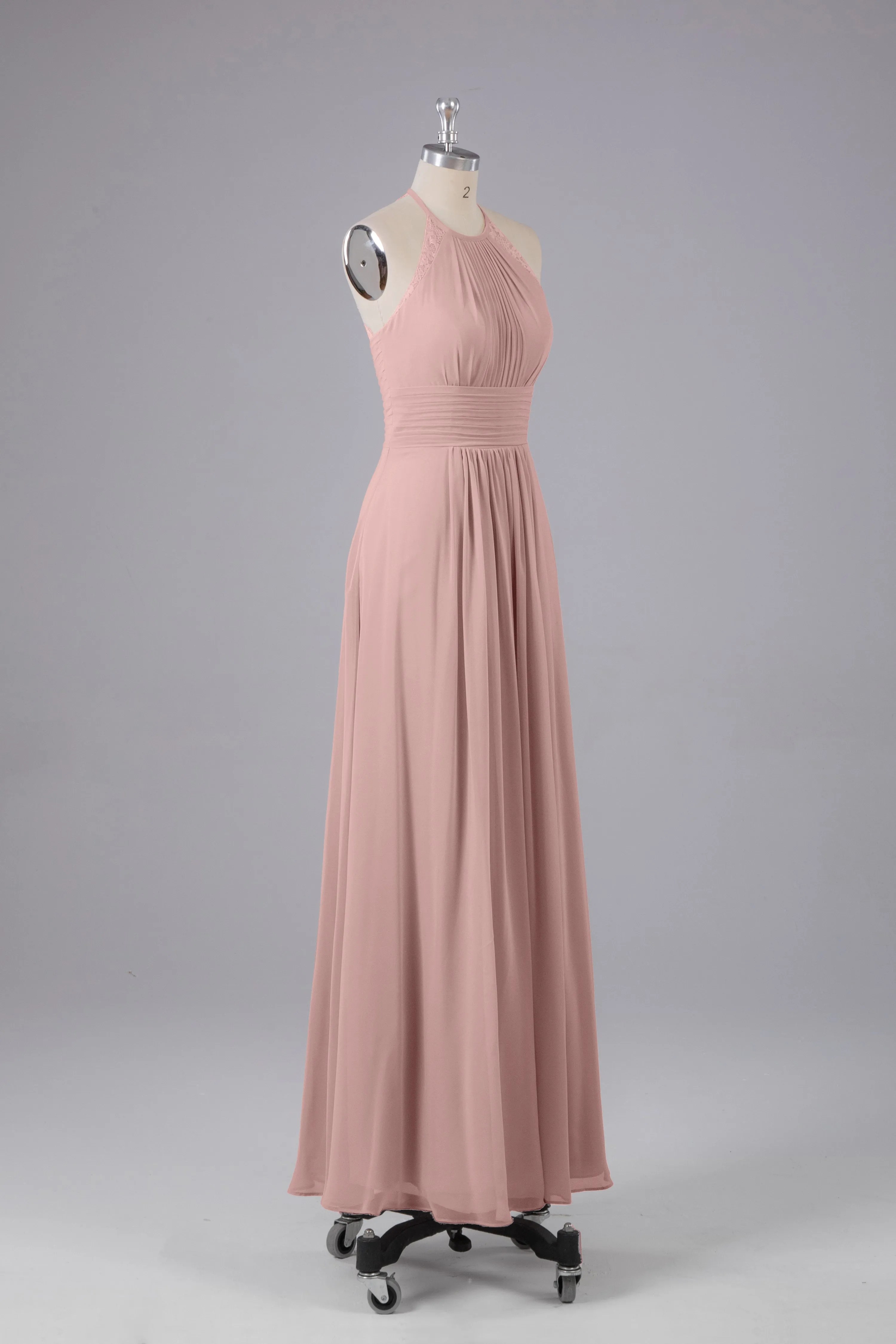 Elegant Chiffon Halter Floor Length Bridesmaid Dresses