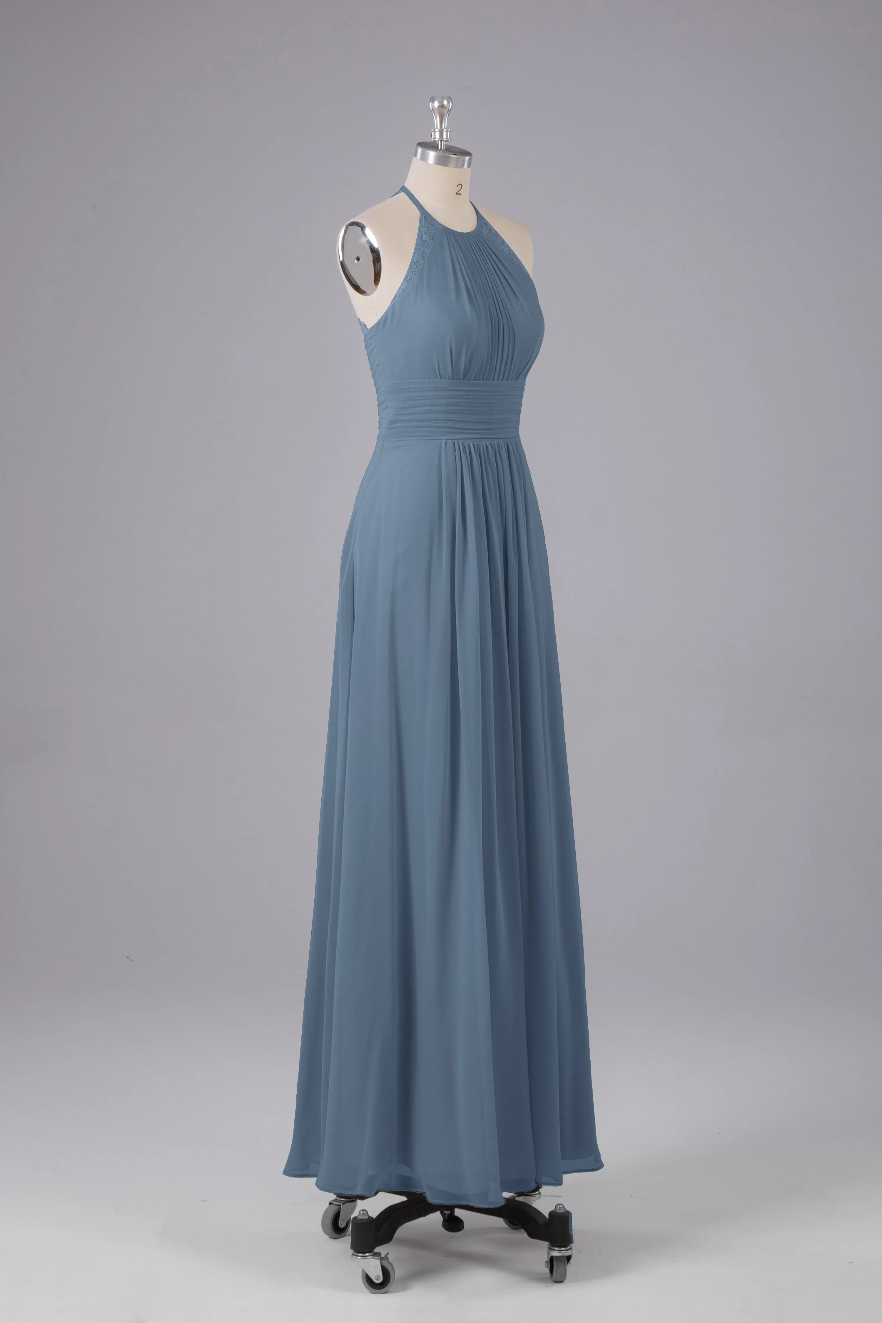 Elegant Chiffon Halter Floor Length Bridesmaid Dresses