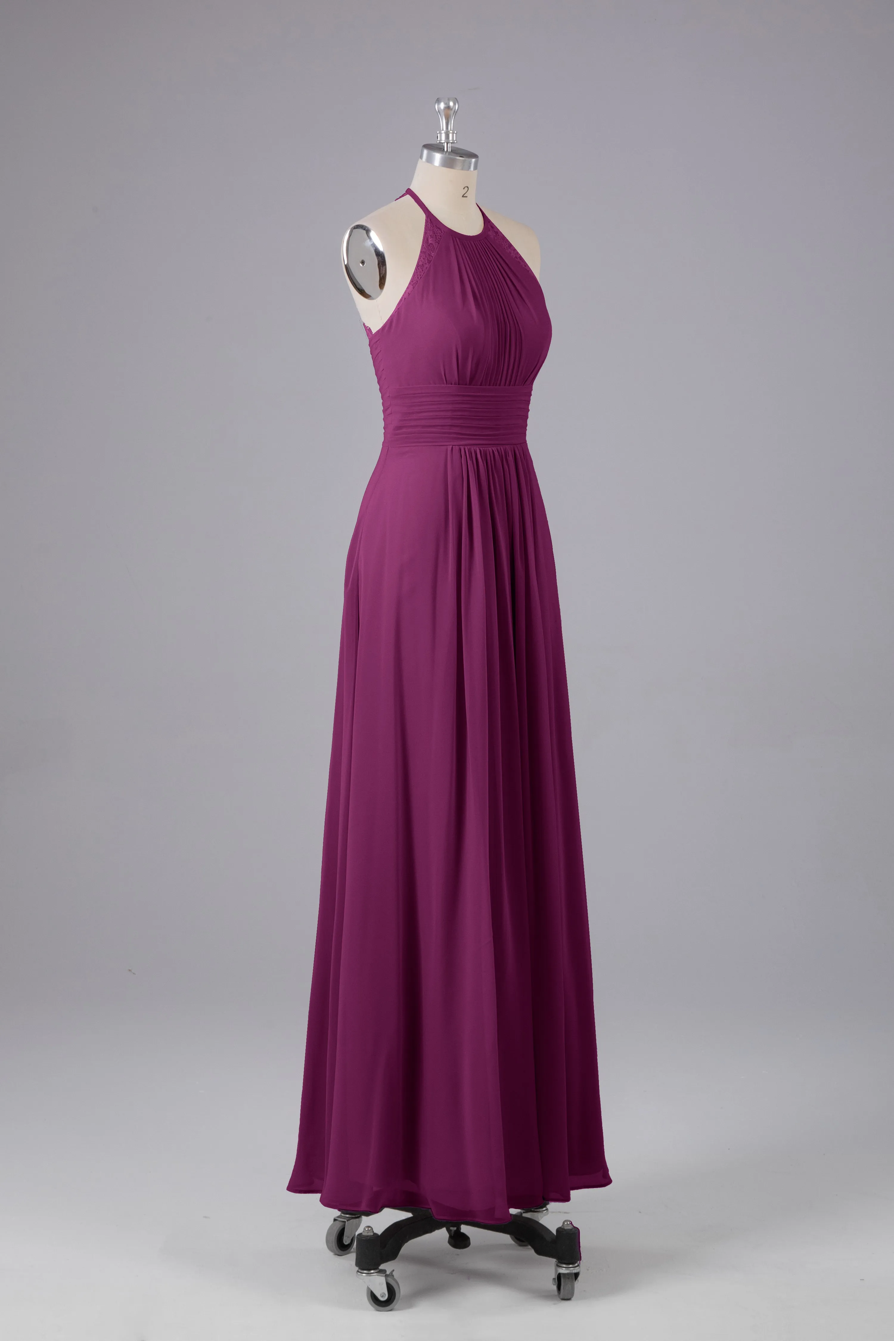 Elegant Chiffon Halter Floor Length Bridesmaid Dresses