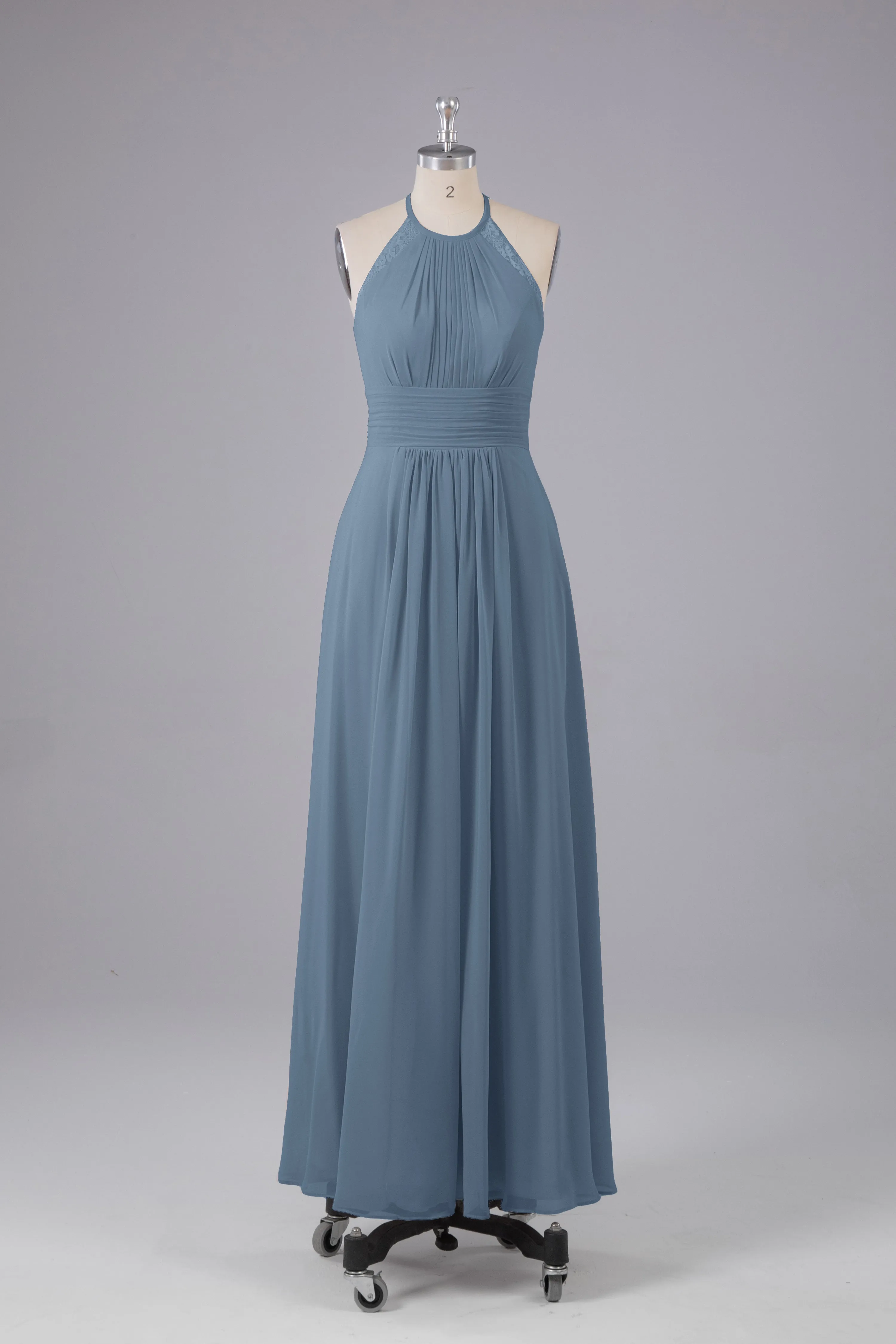 Elegant Chiffon Halter Floor Length Bridesmaid Dresses