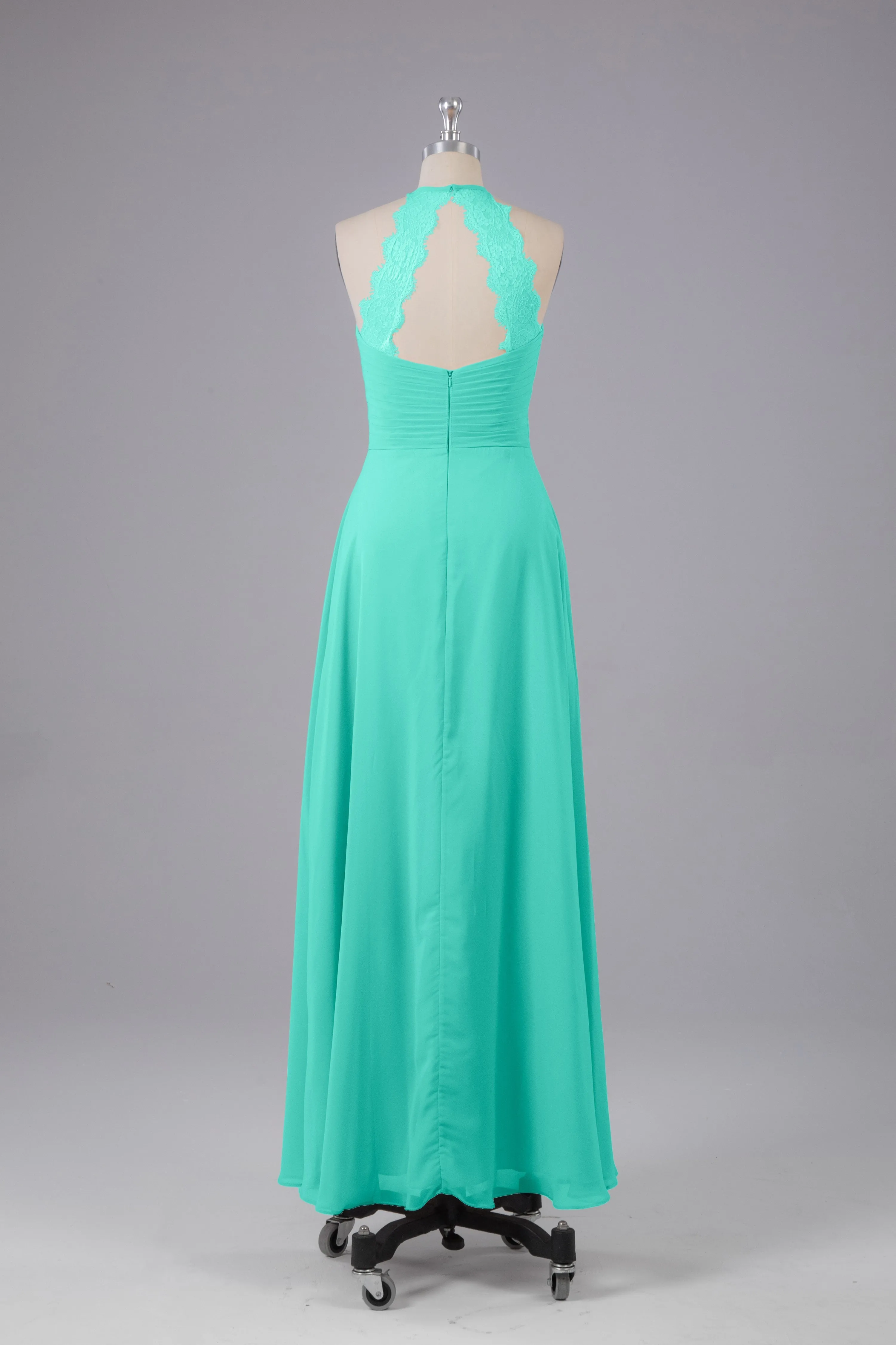 Elegant Chiffon Halter Floor Length Bridesmaid Dresses