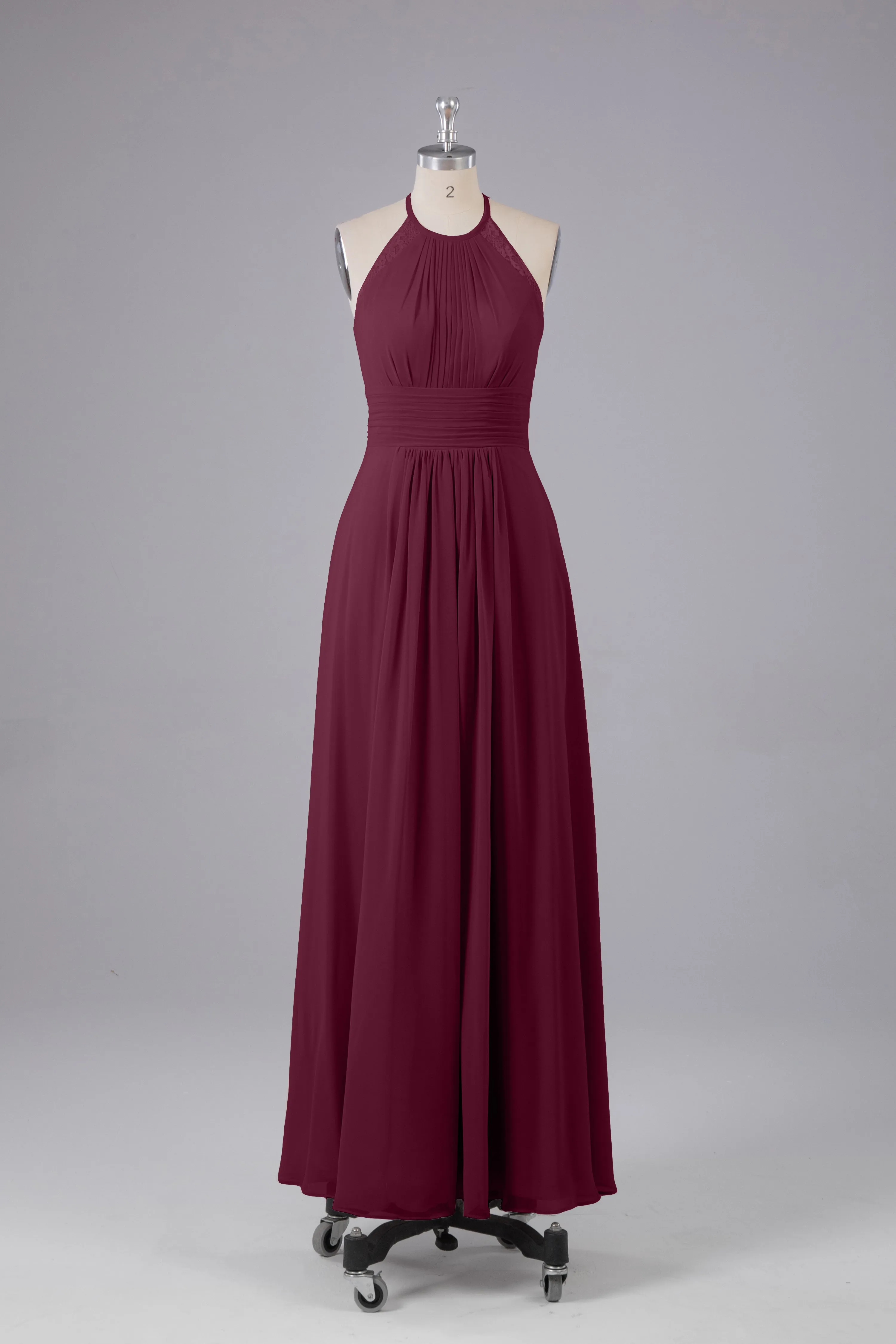 Elegant Chiffon Halter Floor Length Bridesmaid Dresses