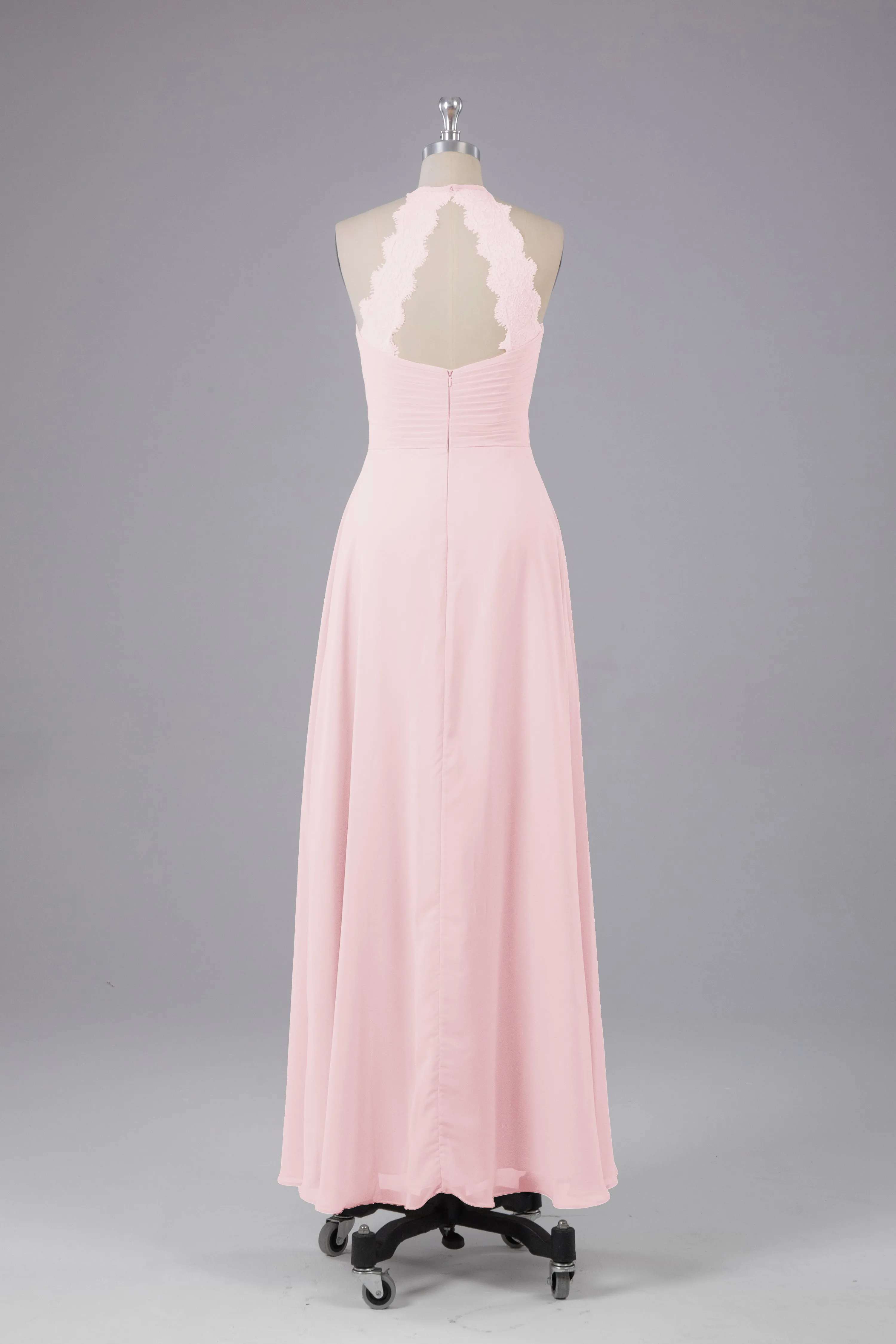 Elegant Chiffon Halter Floor Length Bridesmaid Dresses