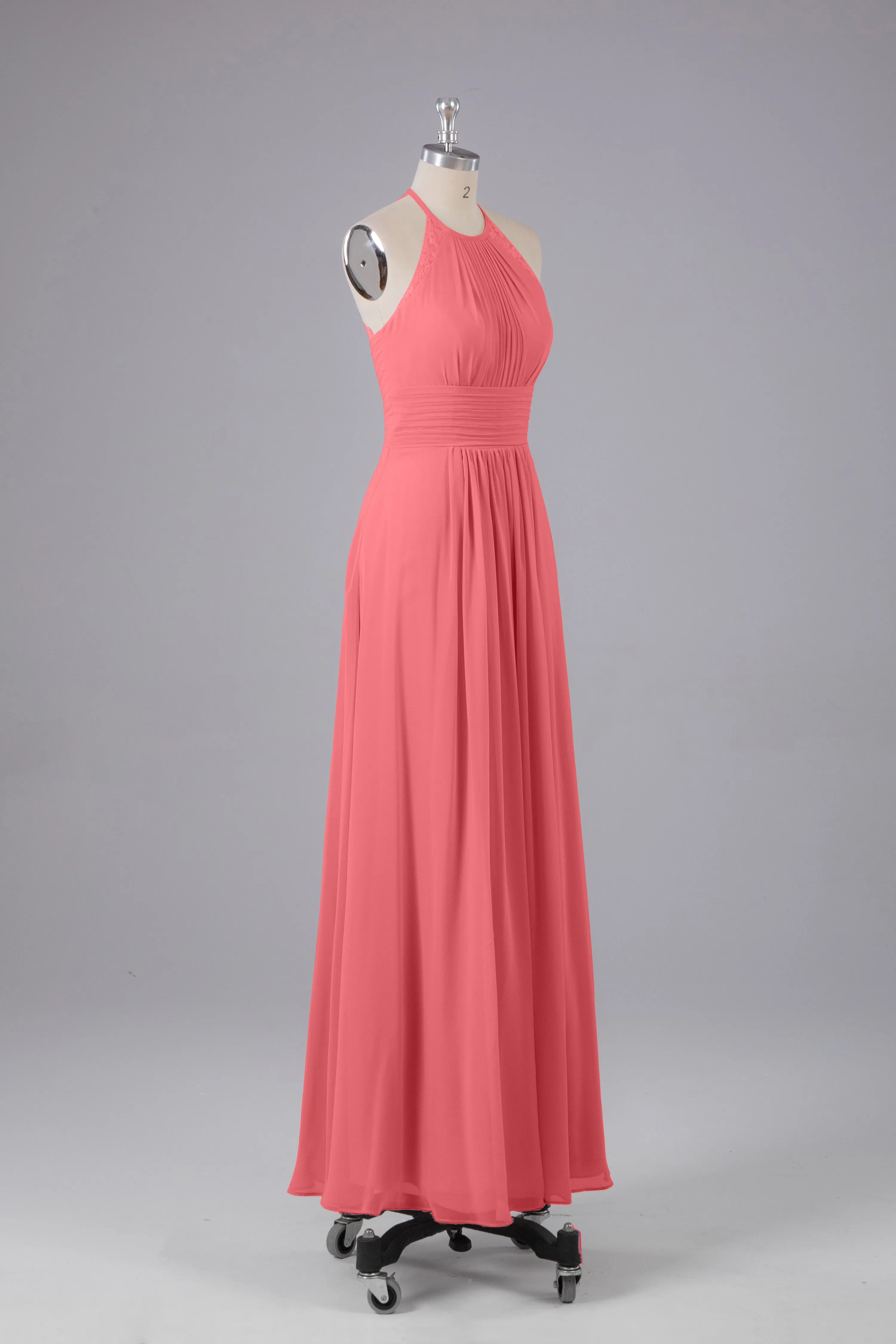 Elegant Chiffon Halter Floor Length Bridesmaid Dresses