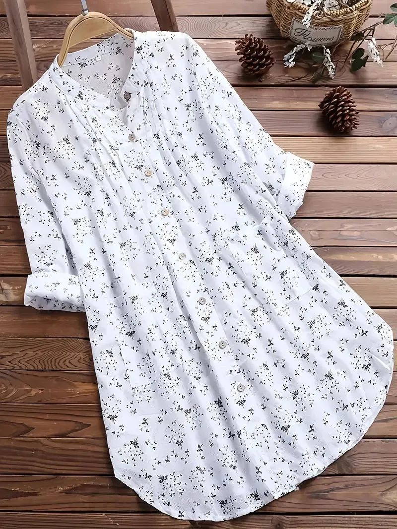 Elegant long floral blouse