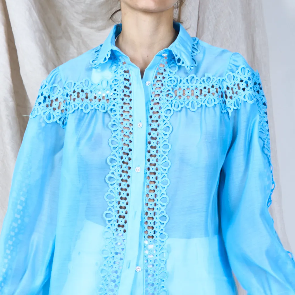 Embroidered sheer blouse shirt wholesale