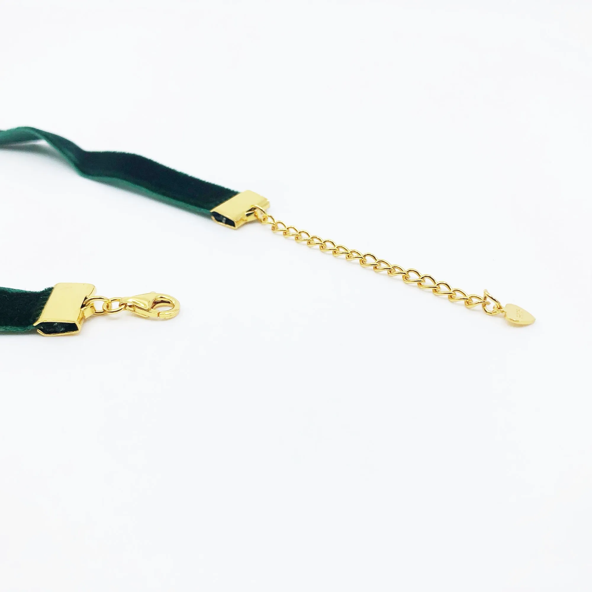 Emerald Green Velvet Choker Necklace with Adjustable Chain