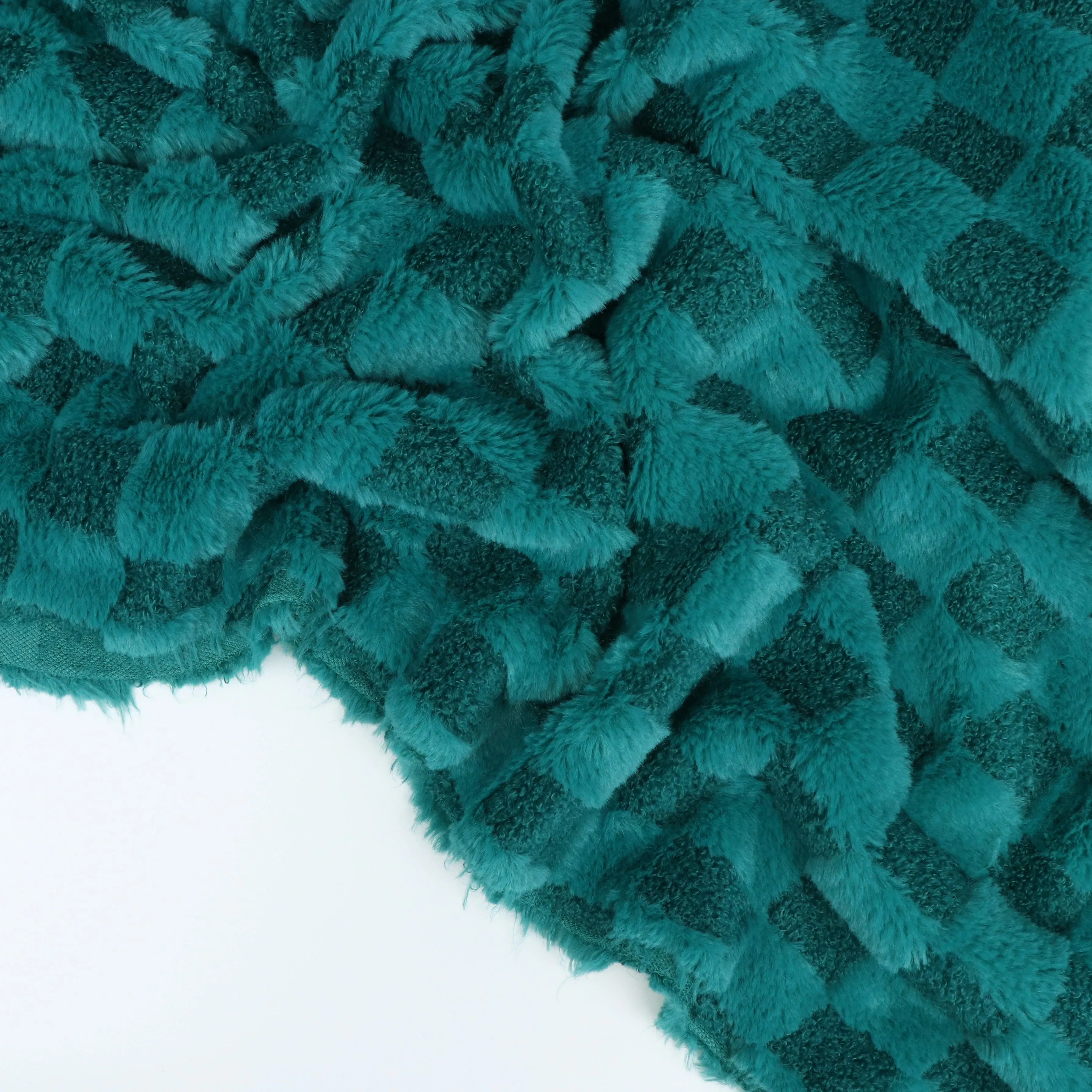 Faux Fur - Checkerboard - Teal