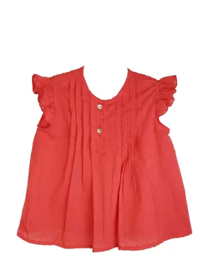 Girl's Red Pleated Plumetti Blouse