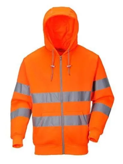 Hi Vis Full Zip Front Hoody Hooded Sweatshirt Hoodie (RIS 3279) Portwest B305