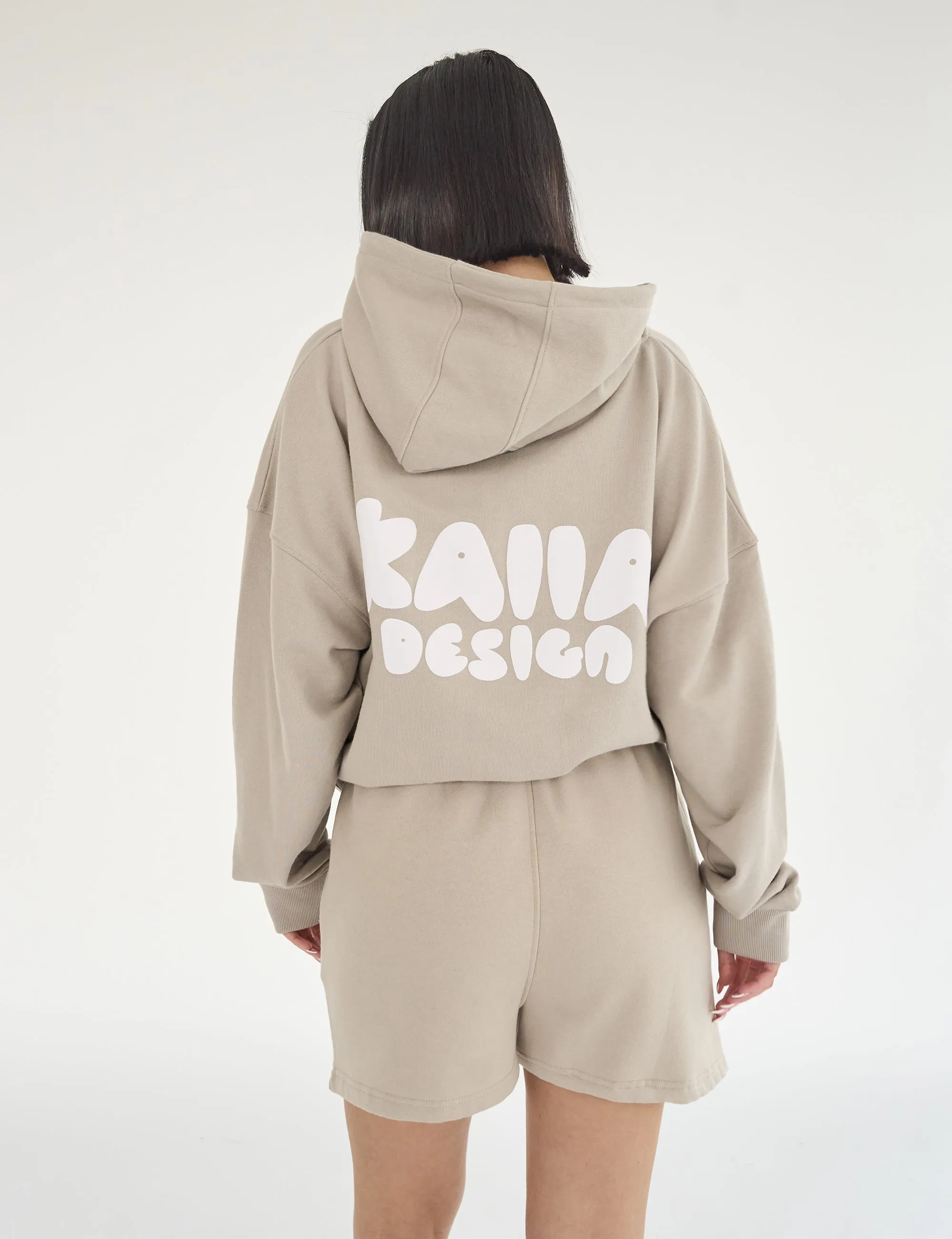 Kaiia Design Bubble Print Oversized Hoodie Stone