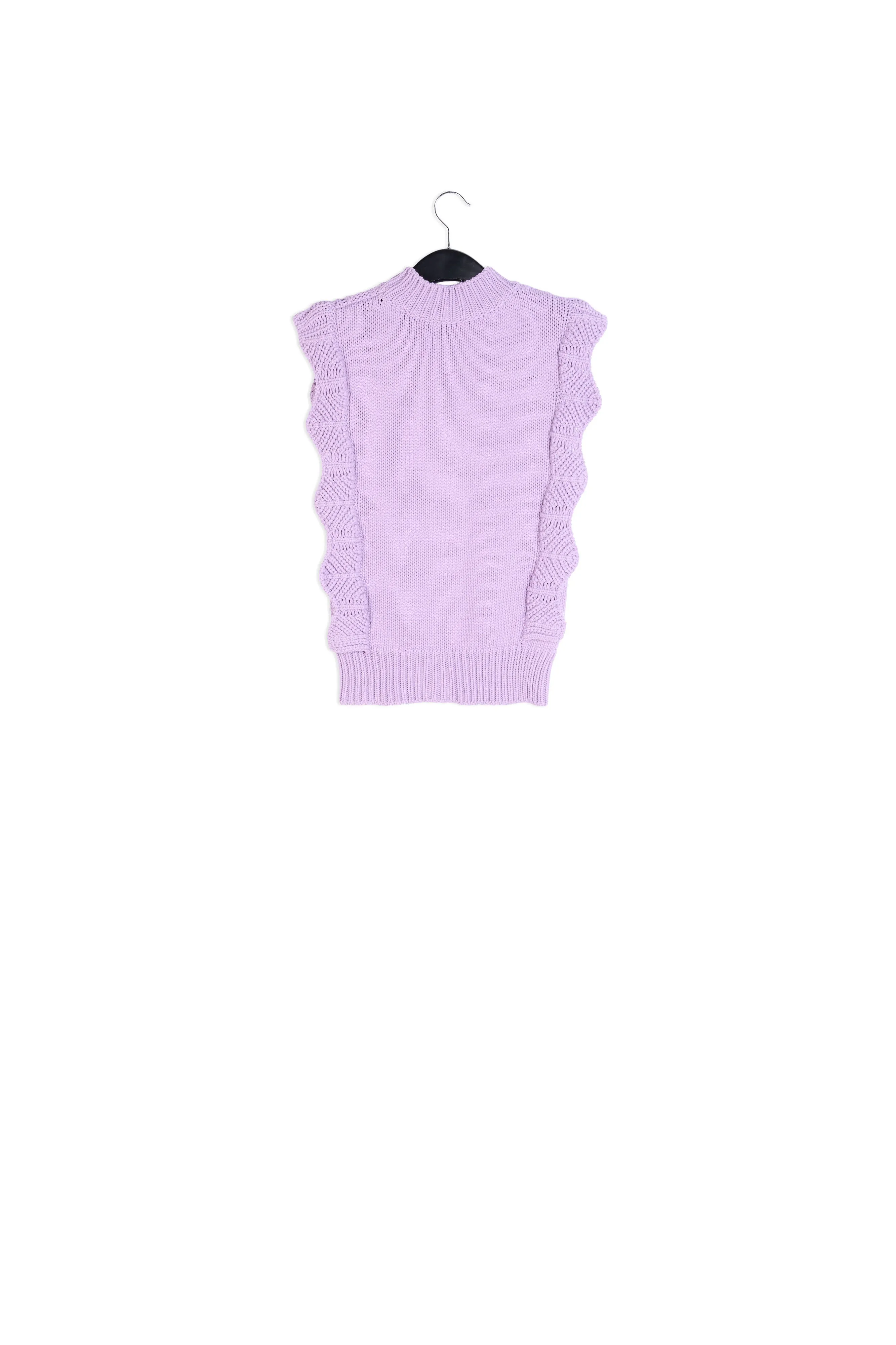 Lilac sleeveless ruffle sweater