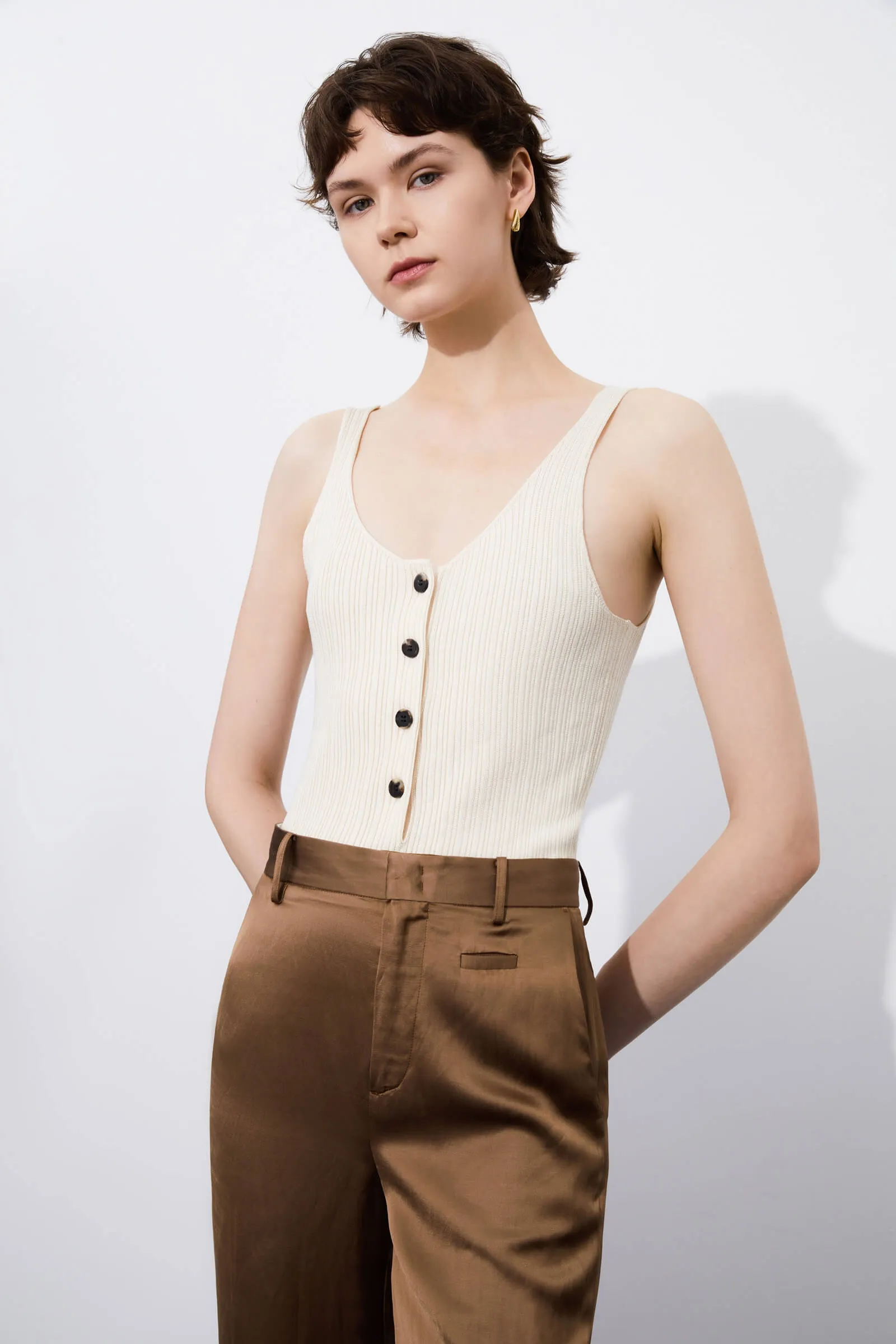 LILY Solid Color Knitted Camisole