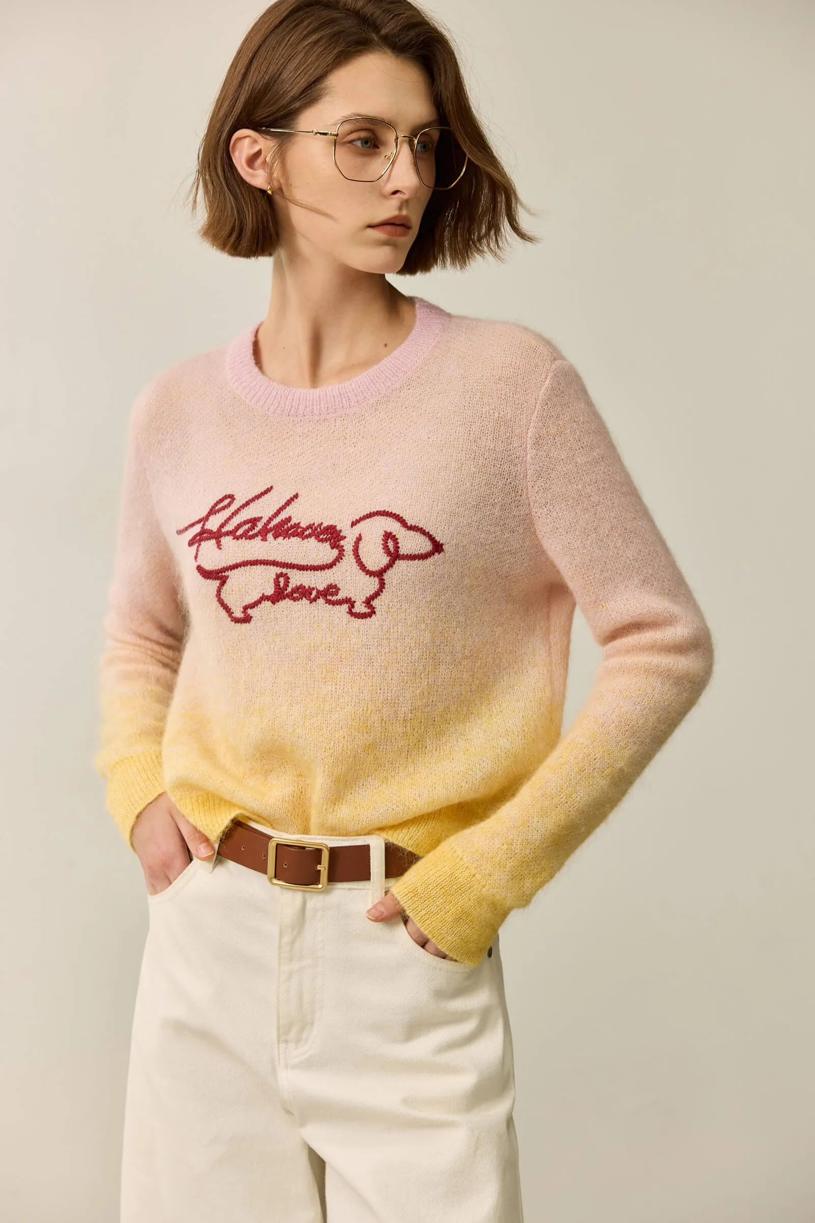 LILY Wool Gradient Embroidered Sweater