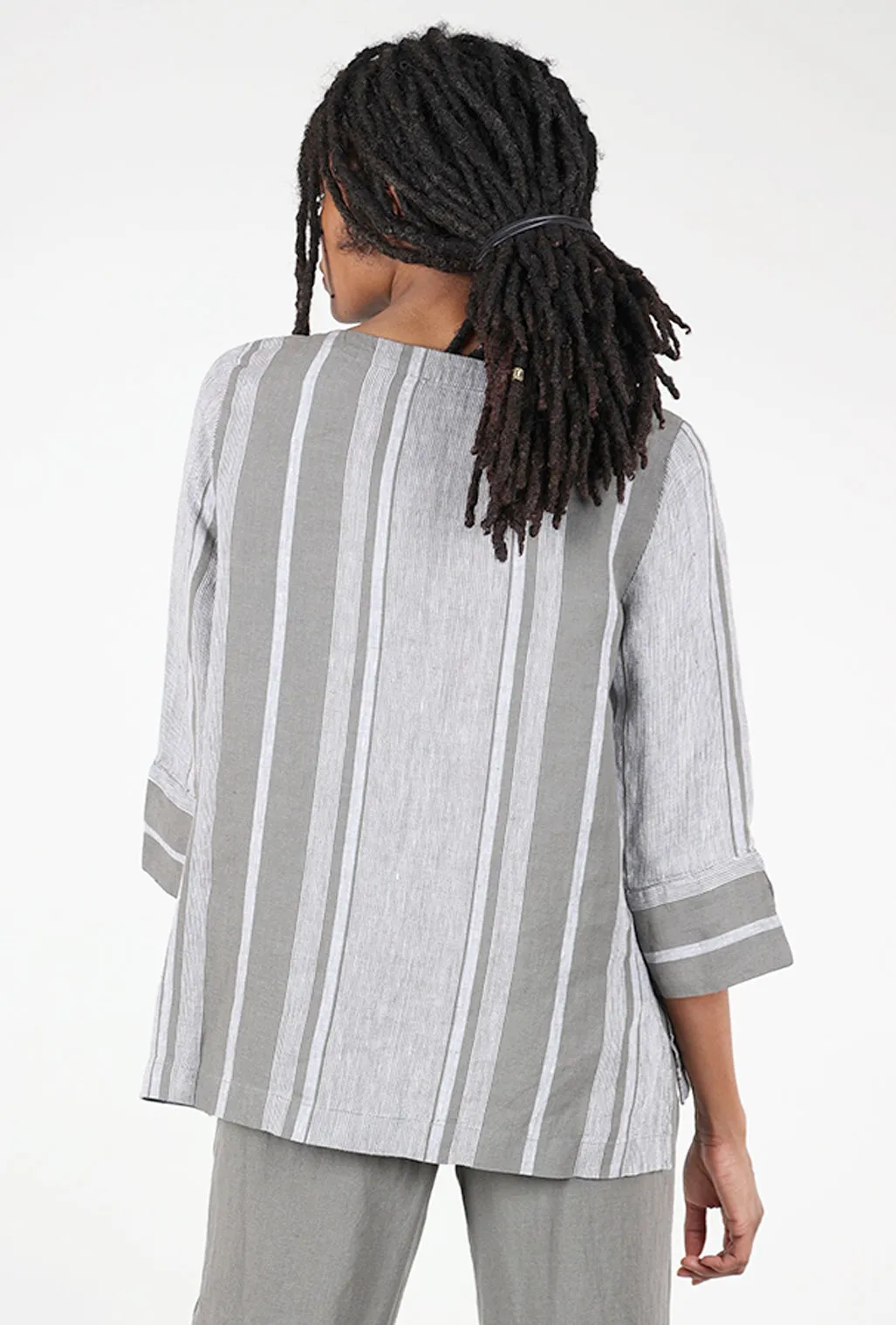 Linen Stripe Artist Tunic, Gray