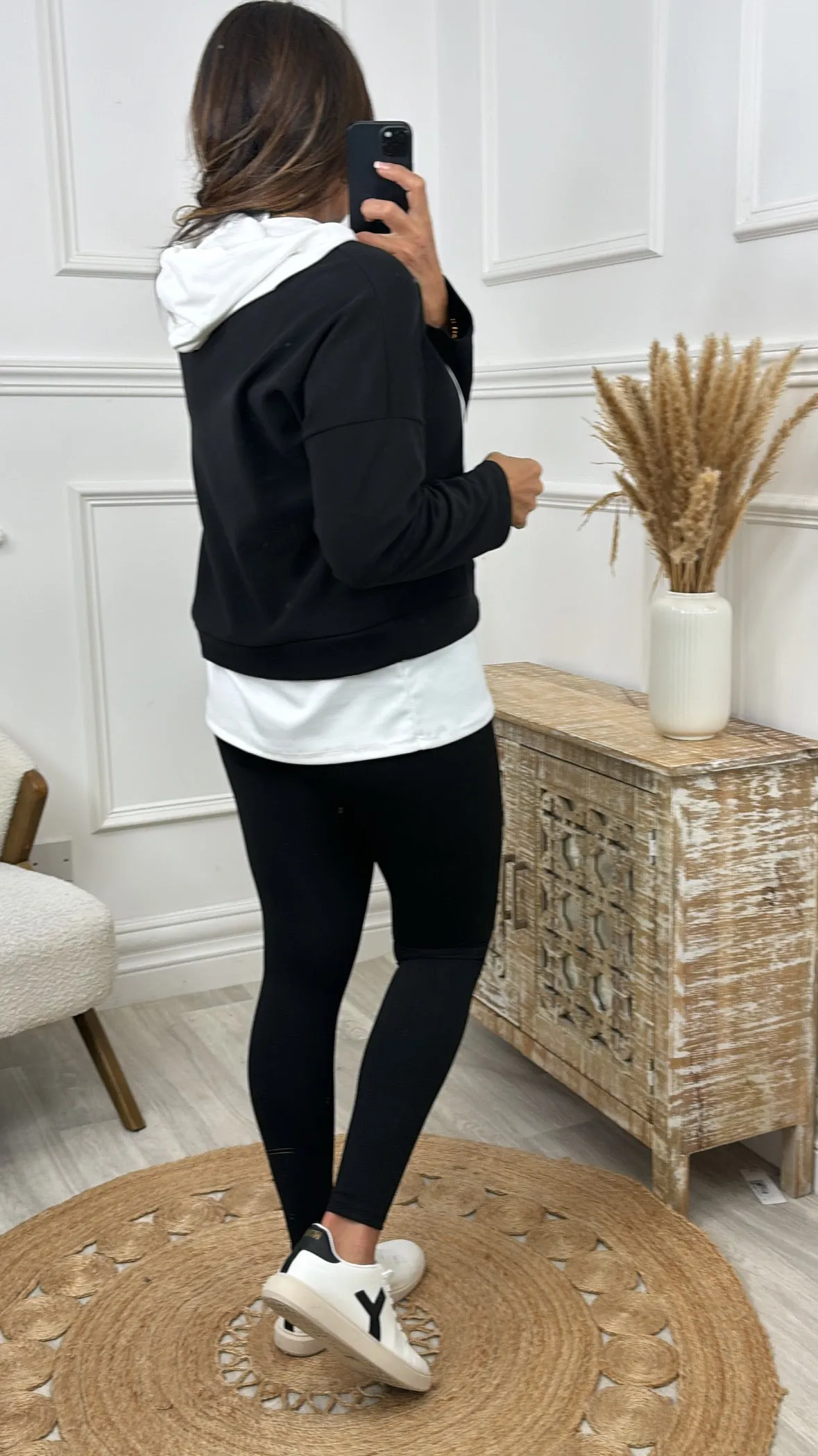 Marian Black Layered Hoodie