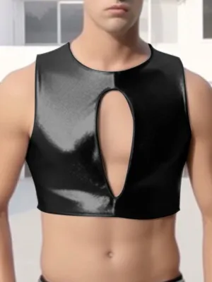 Mens Glitter Cutout See Through Crop Top SKUK50859