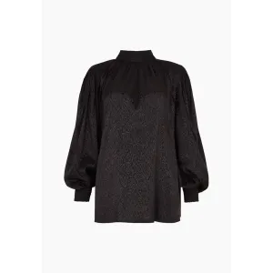 Molly Turtle Neck Animal Blouse In Black