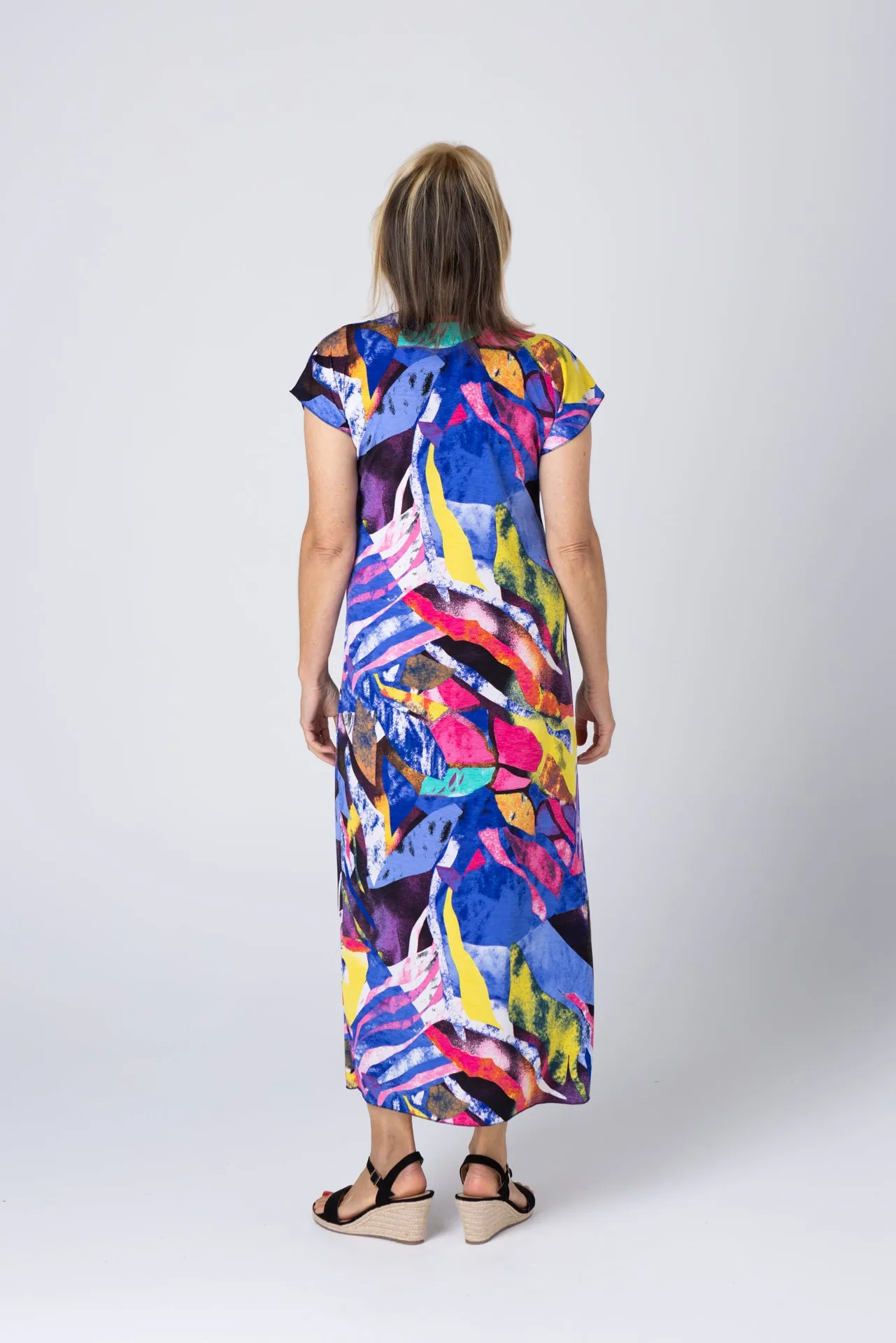 Monaco Print Short Sleeve Jersey Maxi Dress