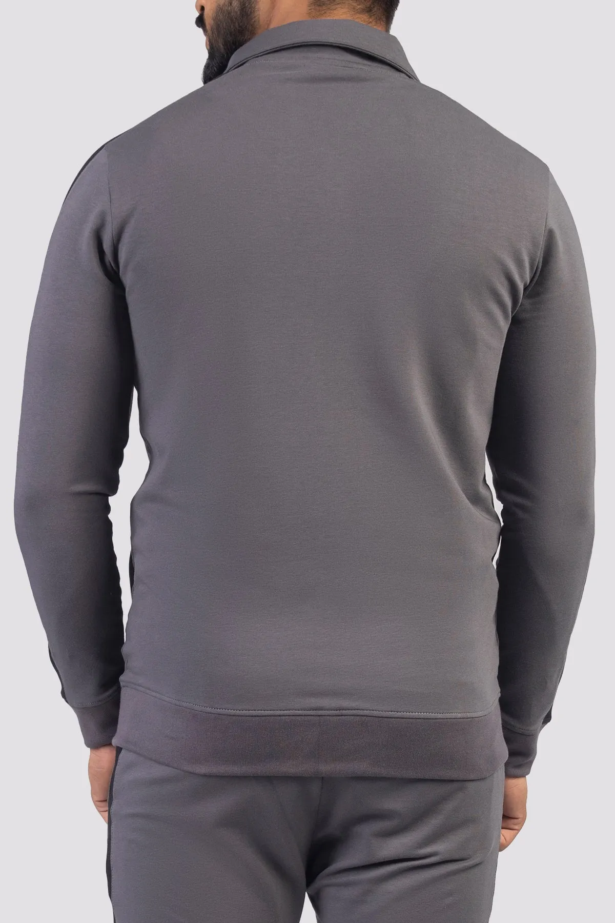Pewter Grey Panelled Zipper Jacket - W23 - MJ0011R