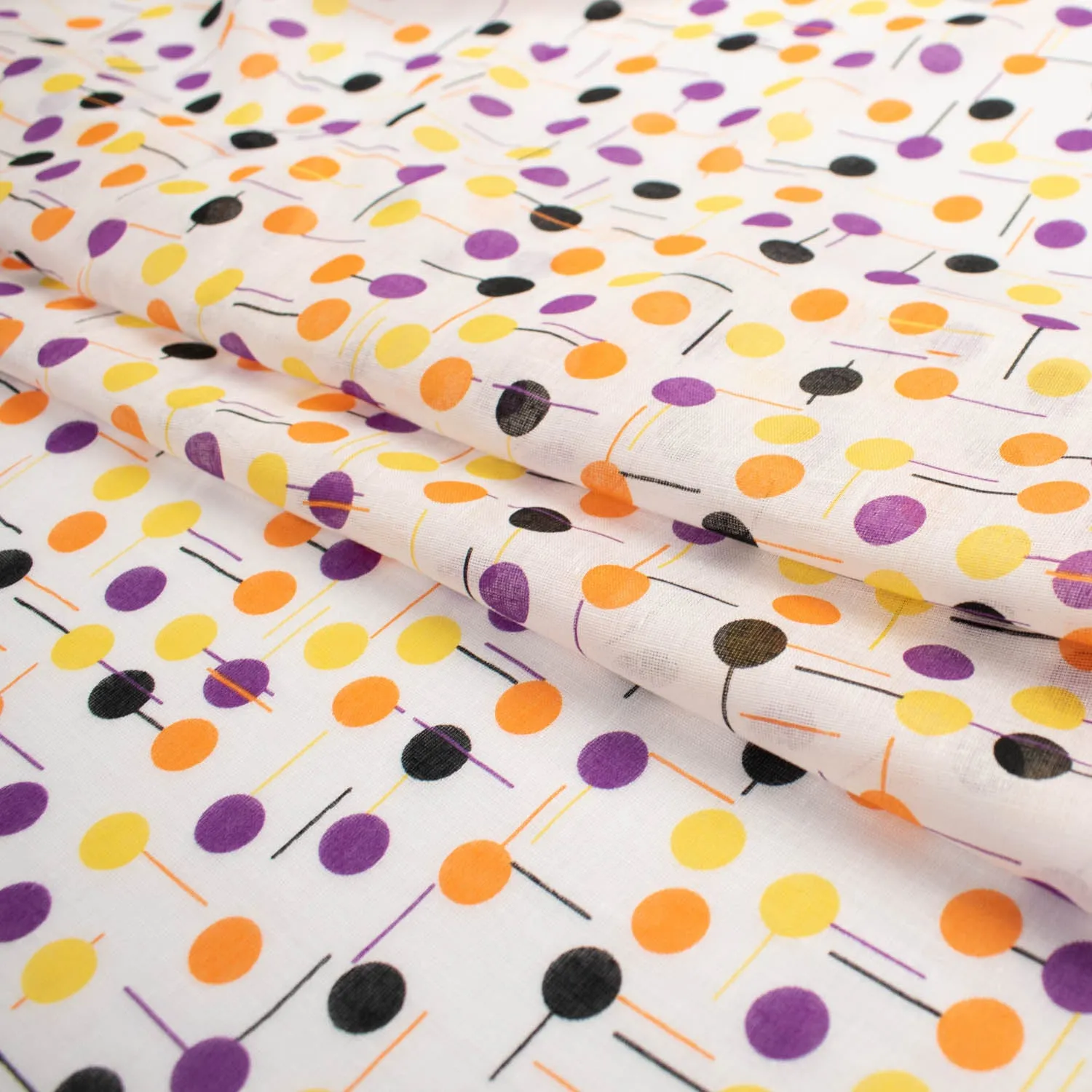 Printed Voile Purple & Yellow Dots