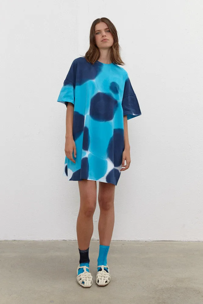 River Mini Shift T-Shirt Dress Navy/Turquoise Blue