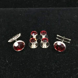 Ruby Red Stud & Cufflink Set