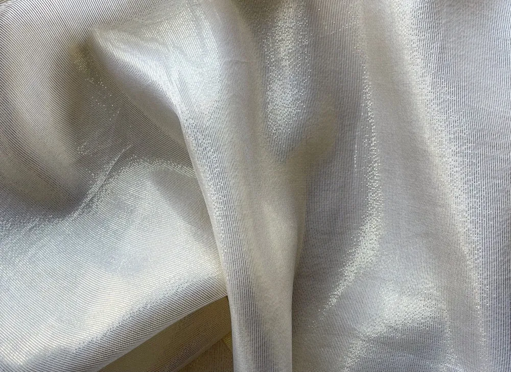 Semi-Sheer Pale Gold Gossamer Silk Lame (Made in Italy)